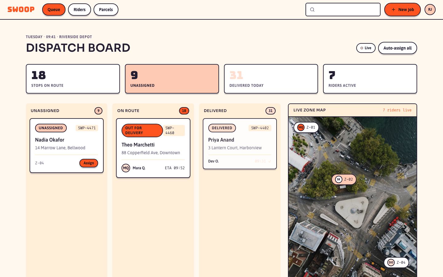 Courier Dispatch Dashboard Template — home page screenshot