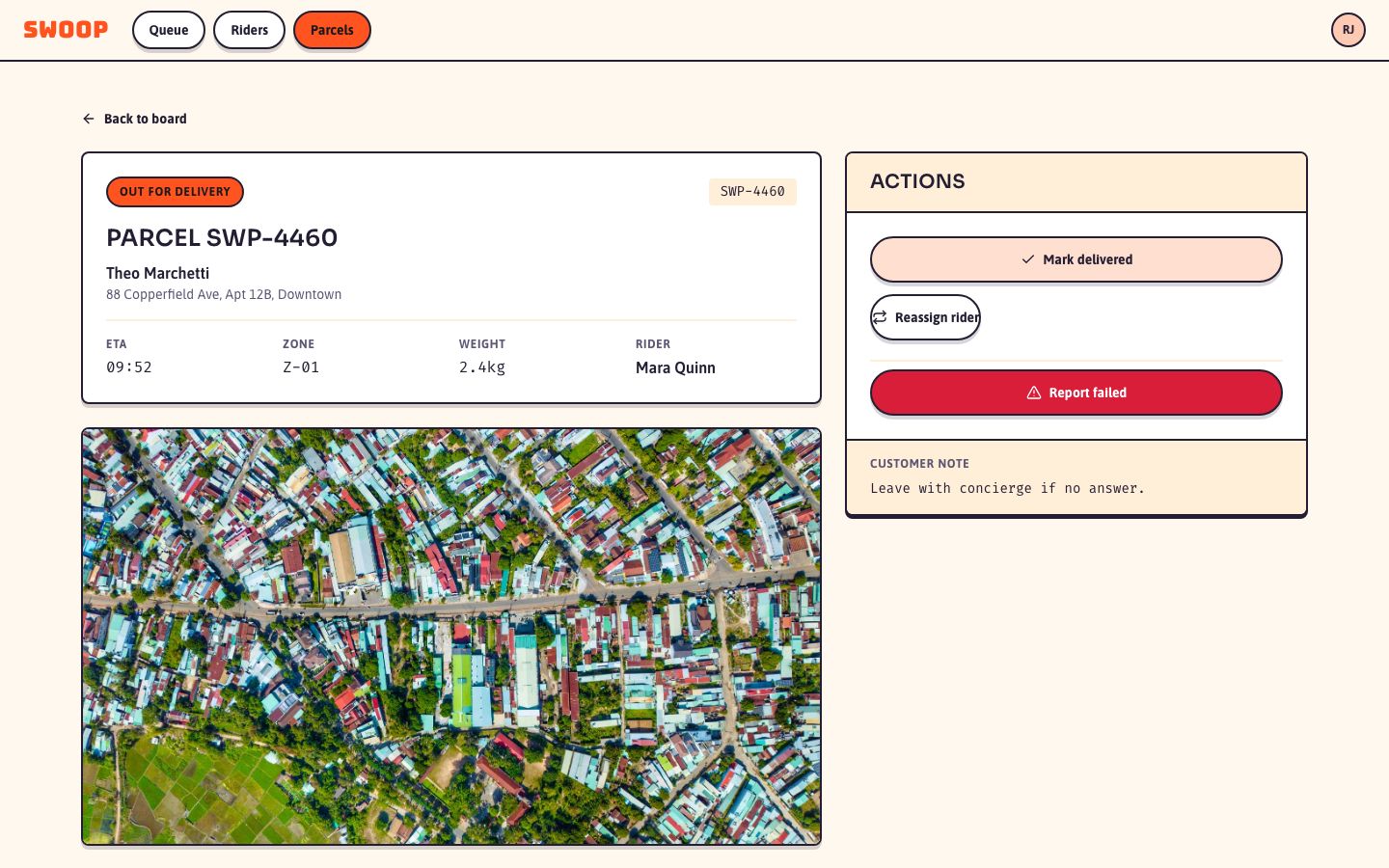 Courier Dispatch Dashboard Template — parcel page screenshot