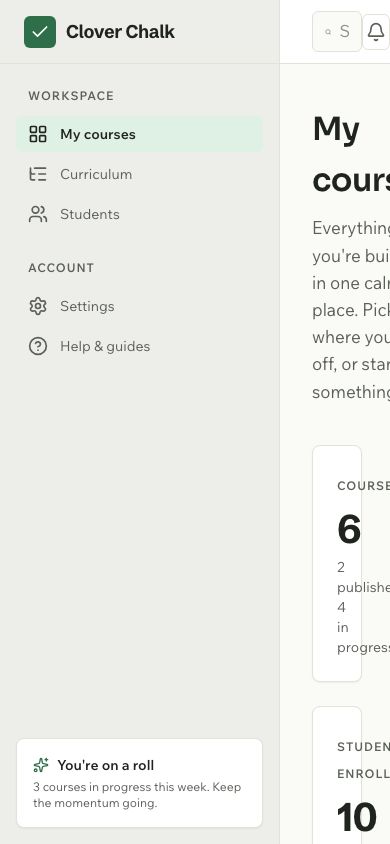 Course Builder UI Template — responsive mobile layout
