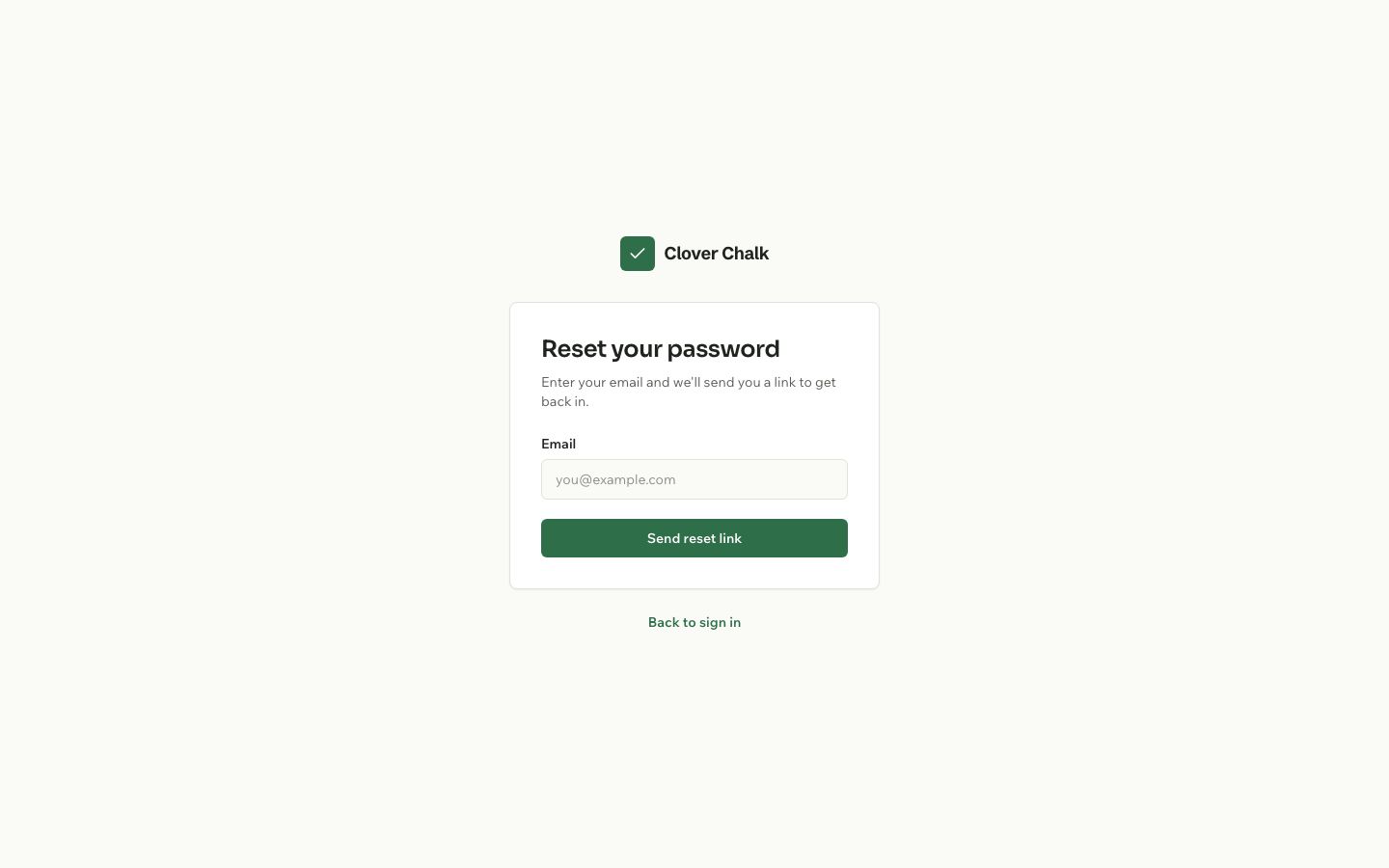 Course Builder UI Template — forgot password page screenshot