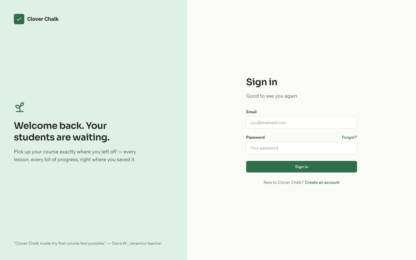 Course Builder UI Template — login page screenshot
