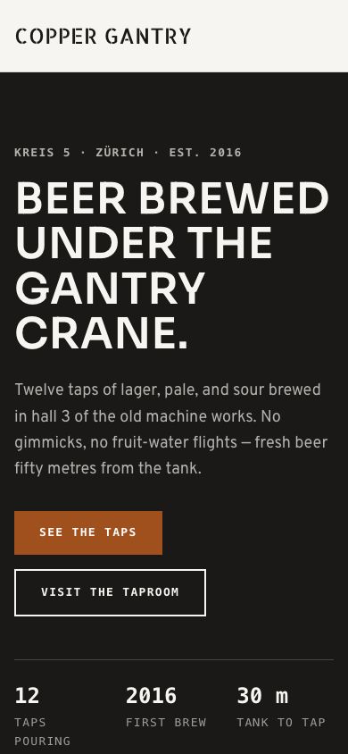 Brewery Website Template — responsive mobile layout