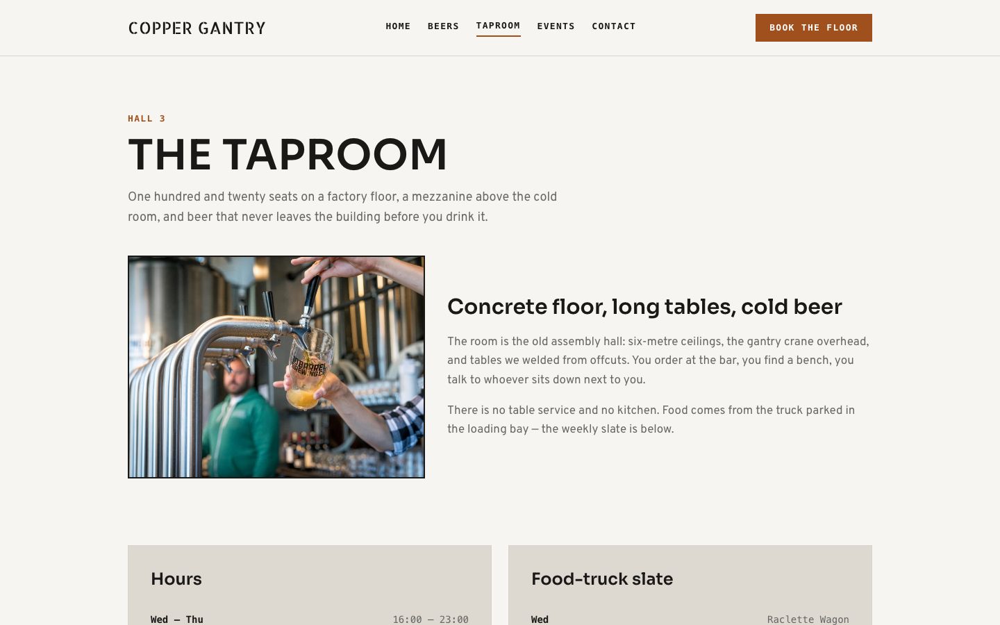 Brewery Website Template — taproom page screenshot