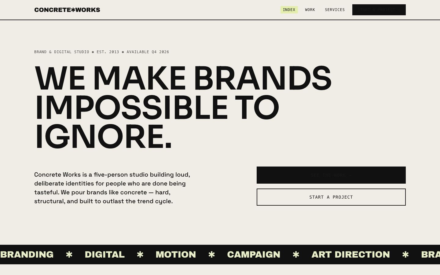 Creative Agency Website Template — home page screenshot
