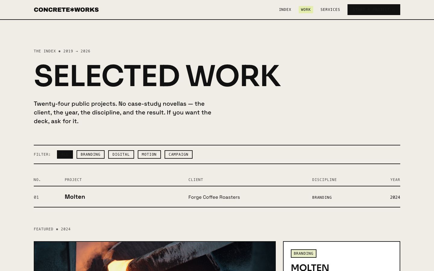 Creative Agency Website Template — work page screenshot