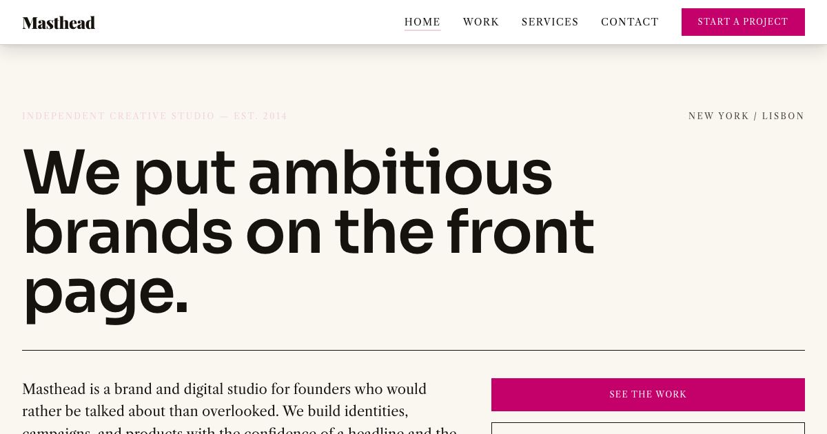 Masthead Studio template preview