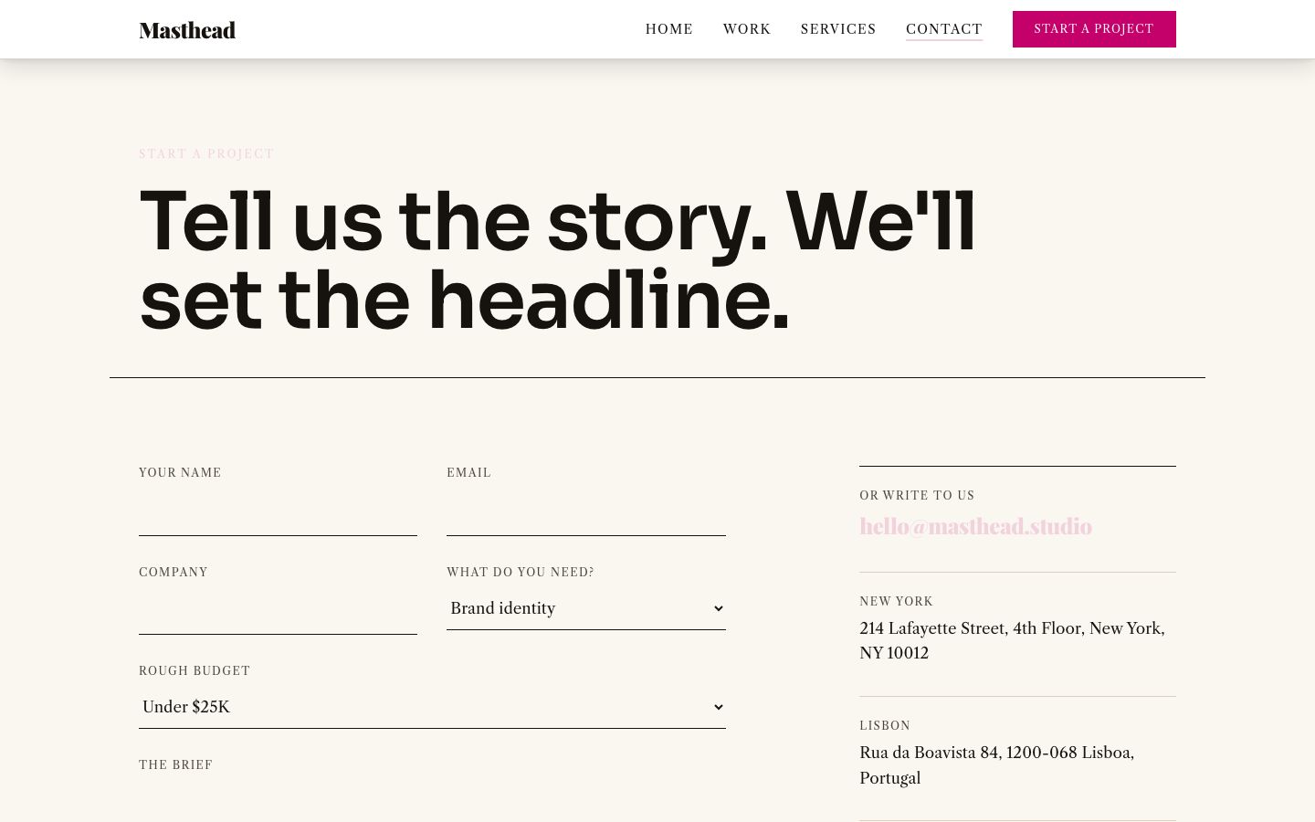 Agency Website Template — contact page screenshot