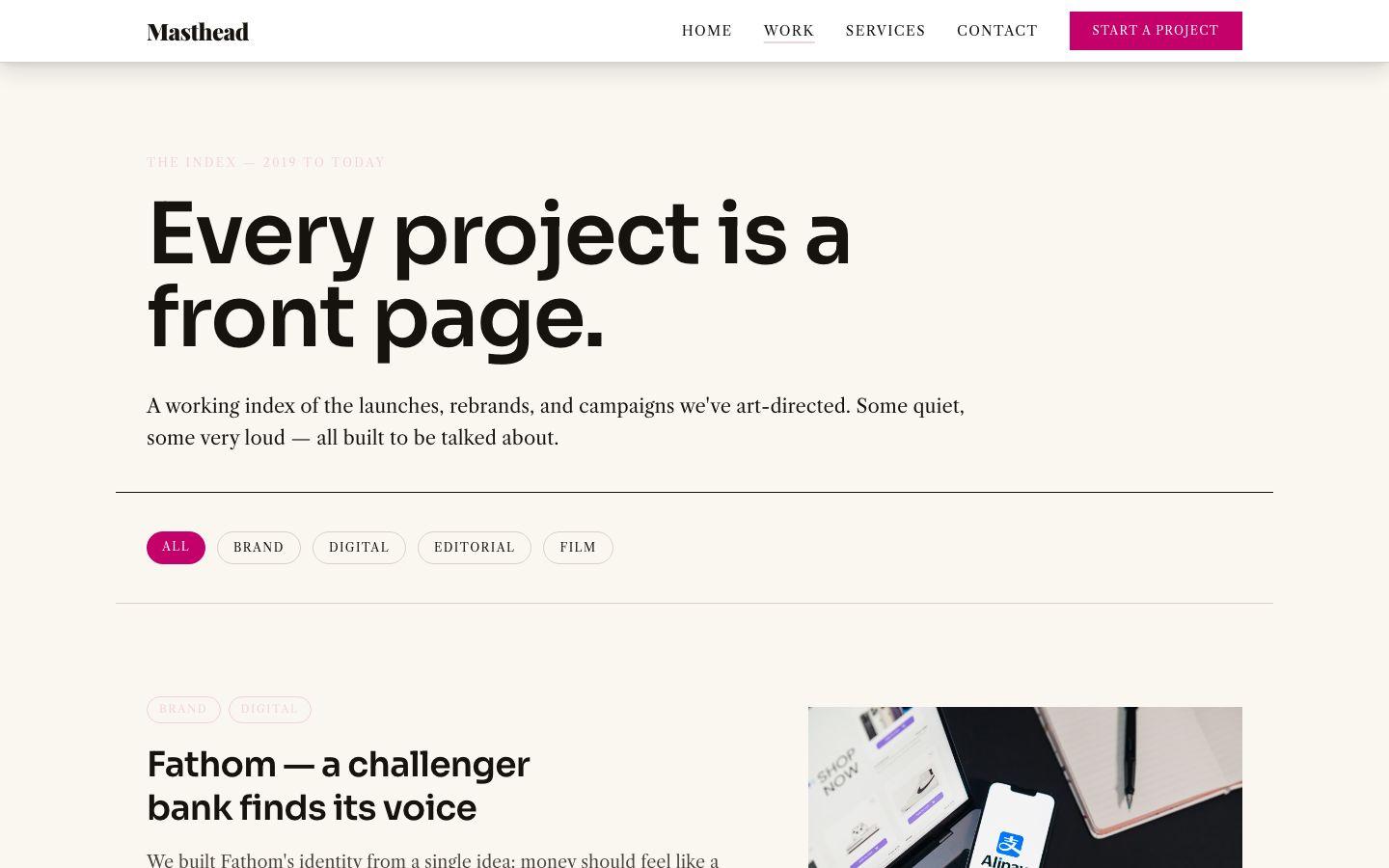Agency Website Template — work page screenshot