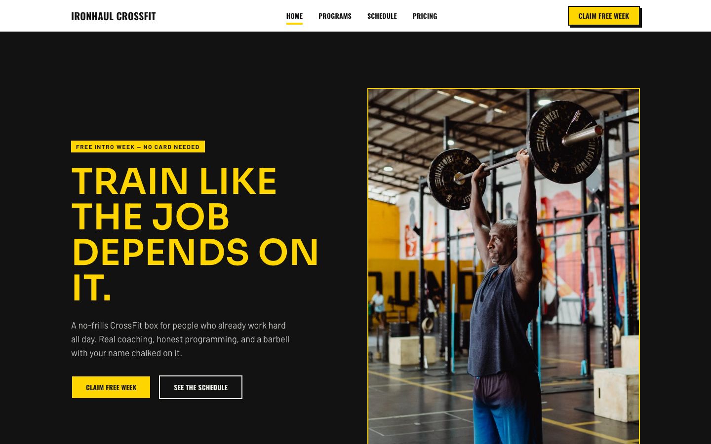 CrossFit Gym Website Template — home page screenshot