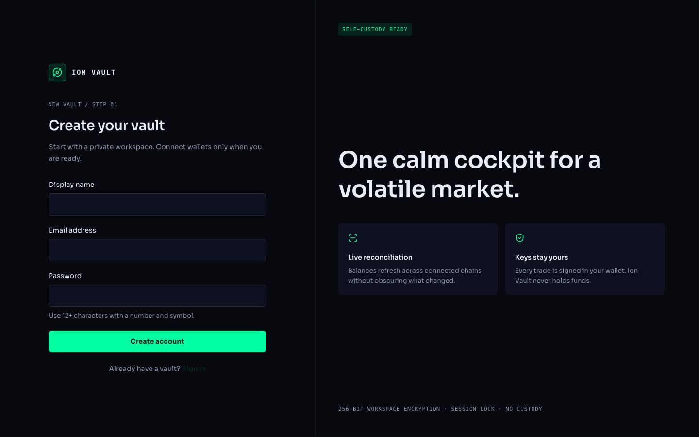 Crypto Portfolio Dashboard Template — signup page screenshot