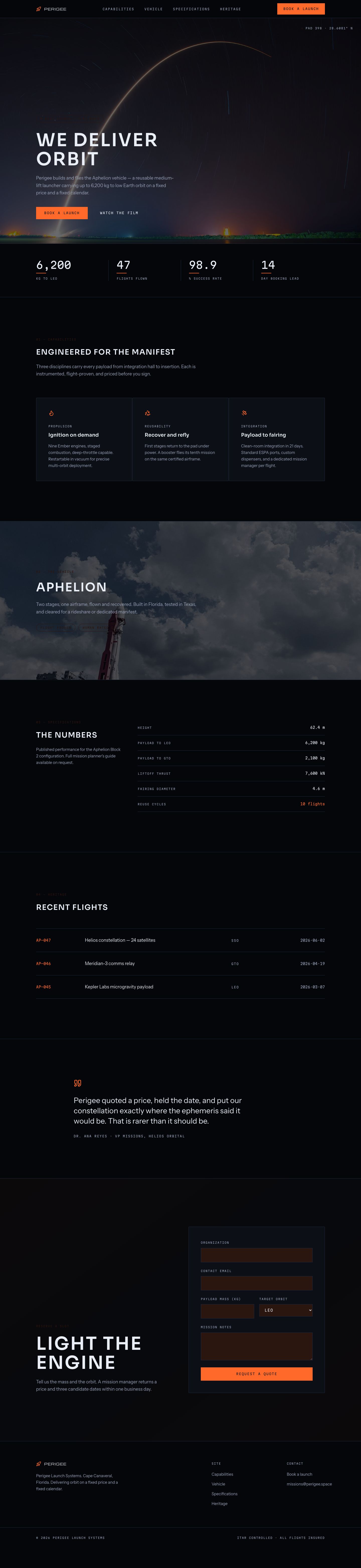 Dark Landing Page Template — full page preview
