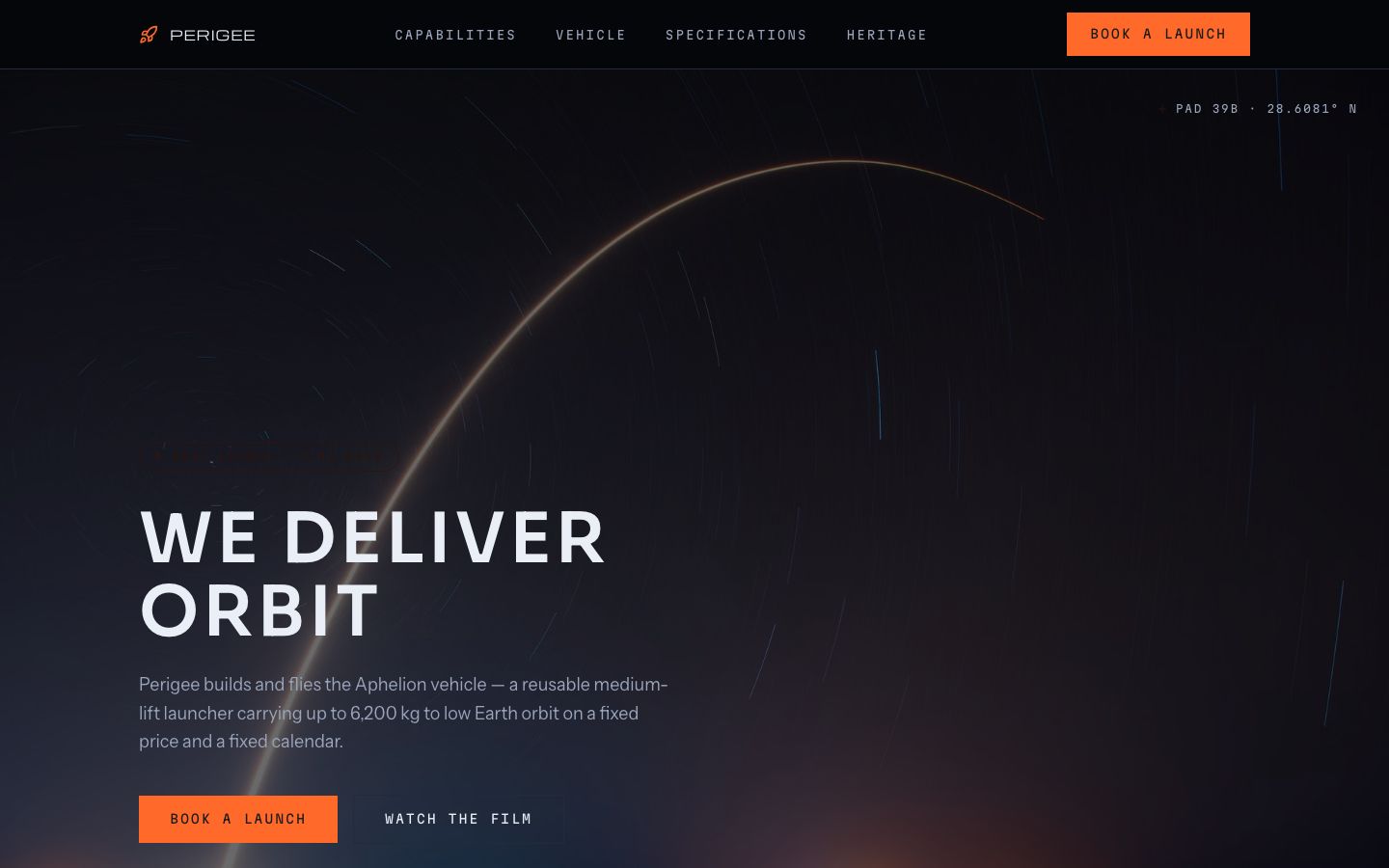 Dark Landing Page Template — home page screenshot