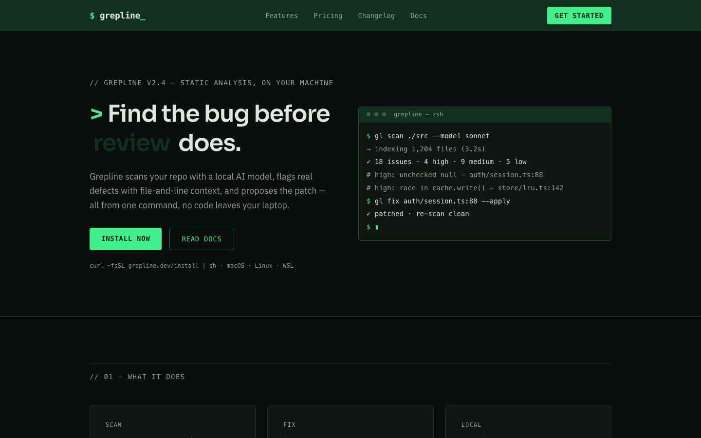 Phosphor Grid — home page screenshot