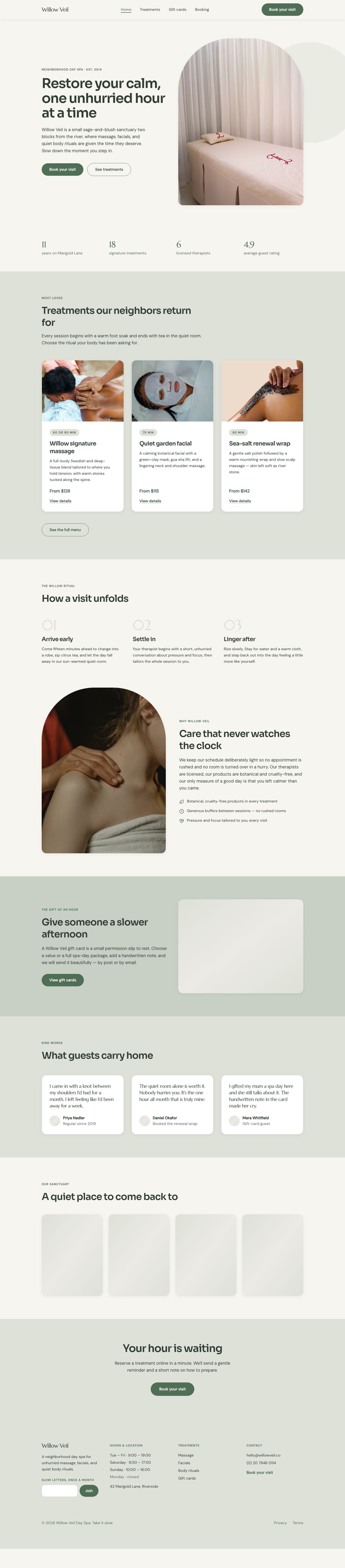 Day Spa Website Template — full page preview