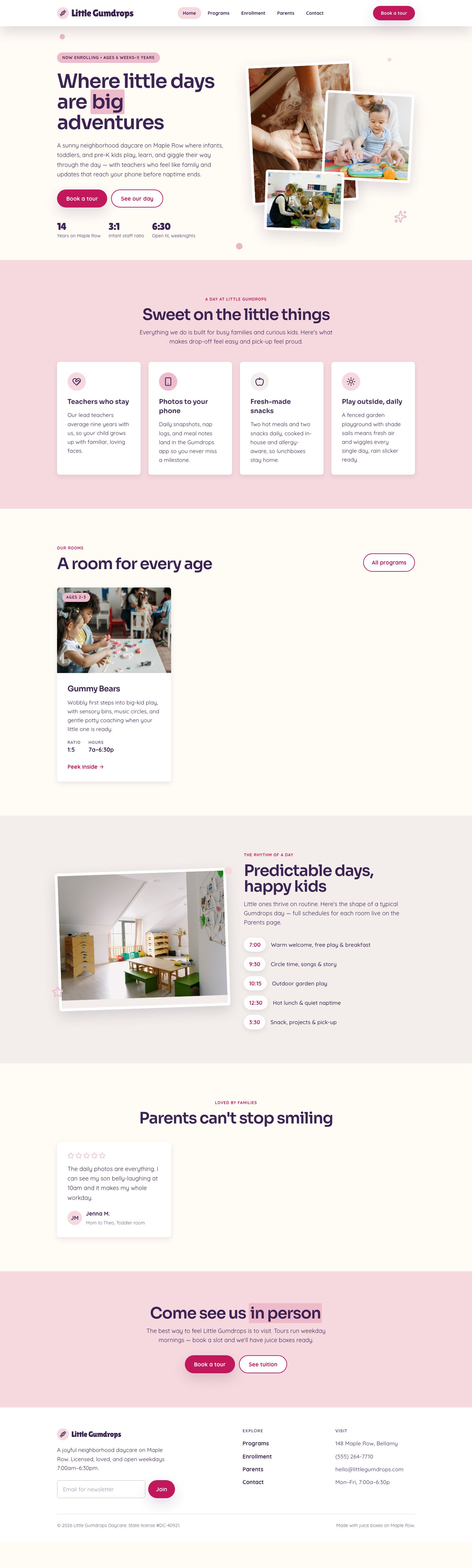 Daycare Website Template — full page preview
