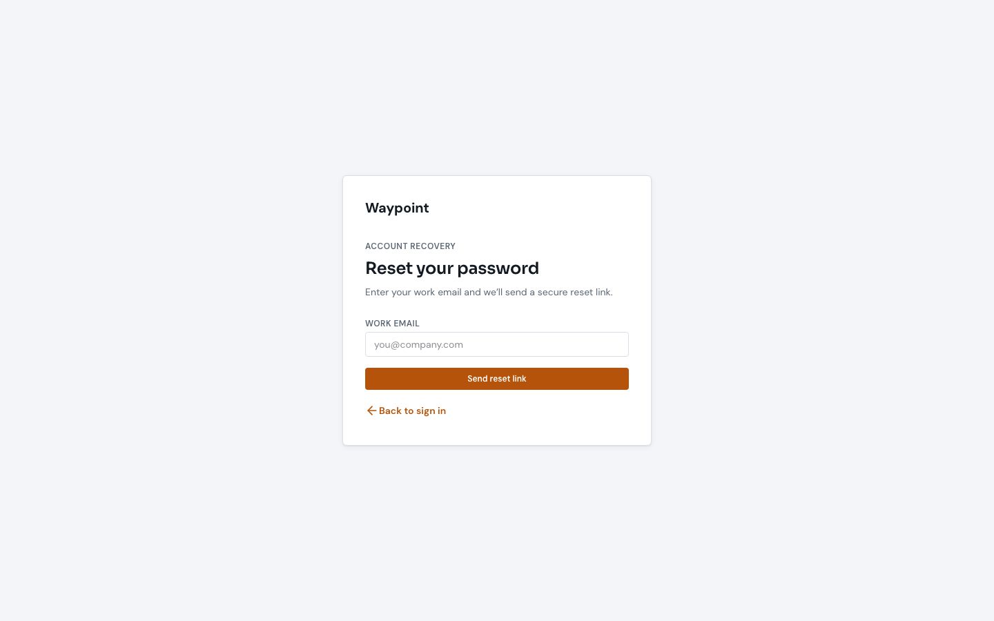 Delivery Route Planner Template — forgot password page screenshot
