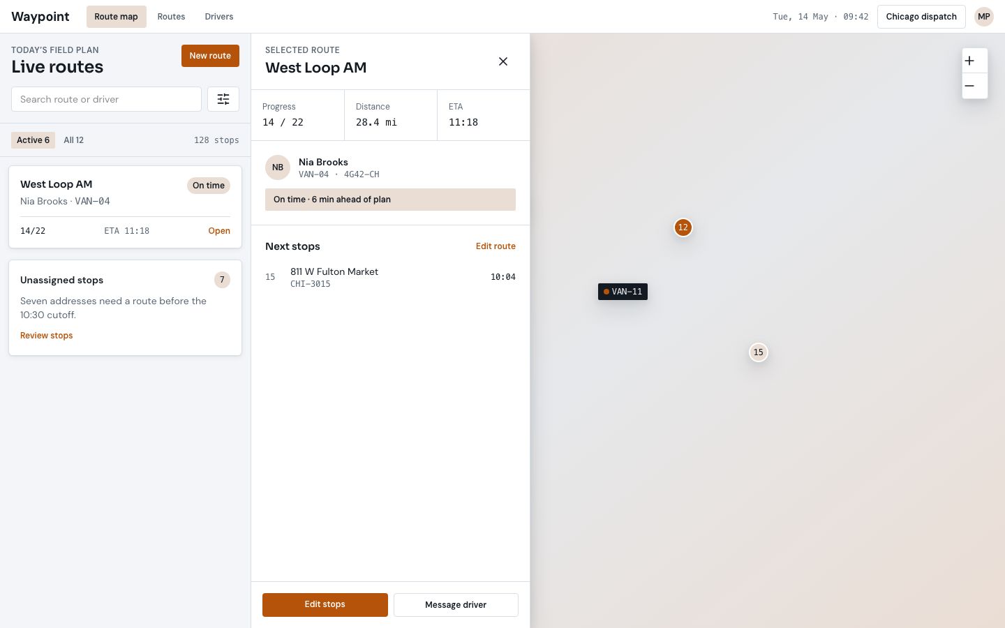 Delivery Route Planner Template — home page screenshot