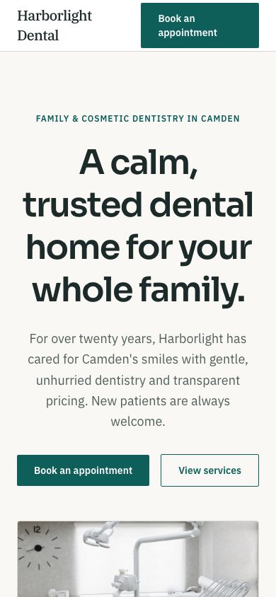 Dental Clinic Website Template — responsive mobile layout