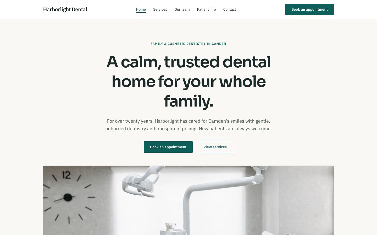 Dental Clinic Website Template — home page screenshot