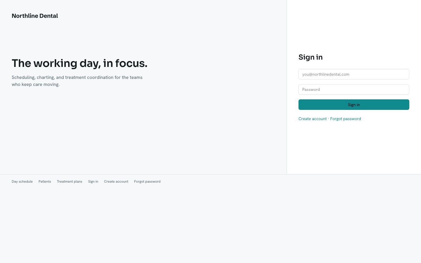 Dental Practice Management Template — login page screenshot
