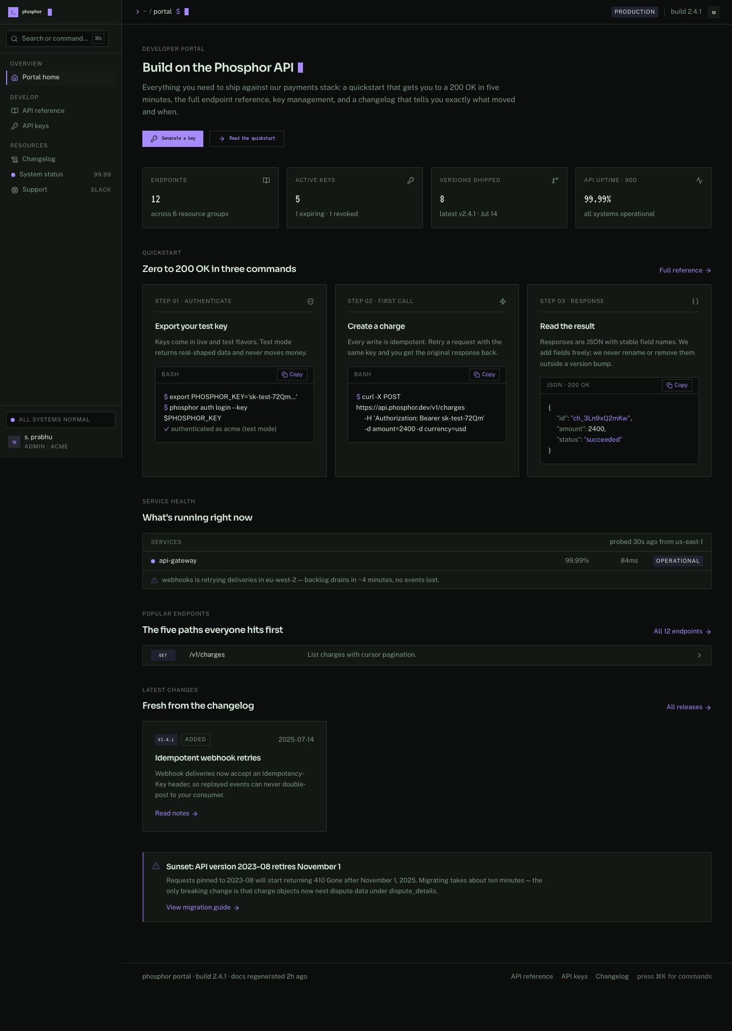 Developer Portal Template — full page preview