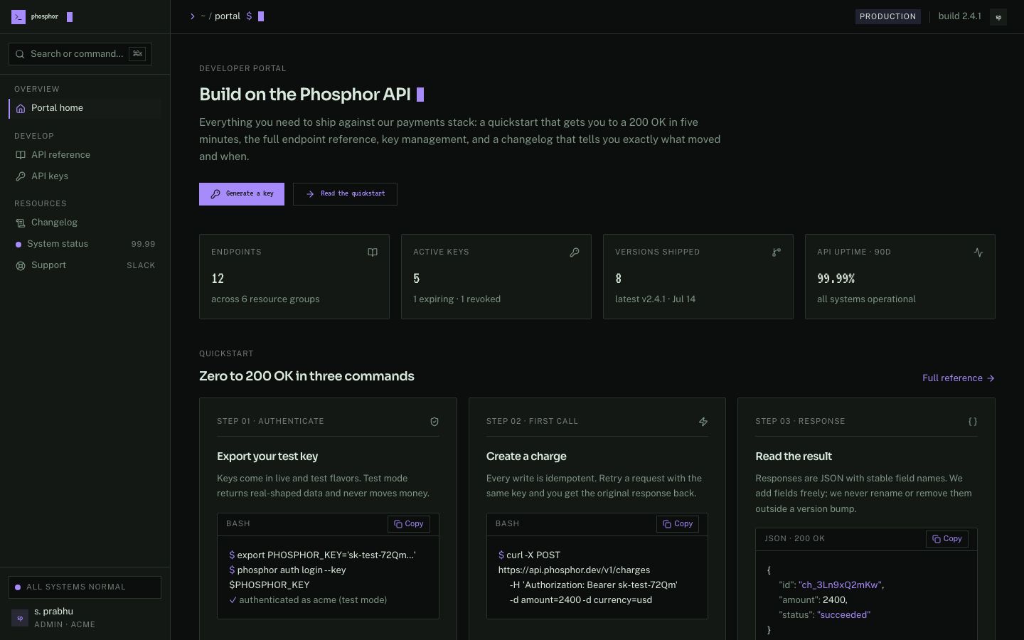 Developer Portal Template — home page screenshot