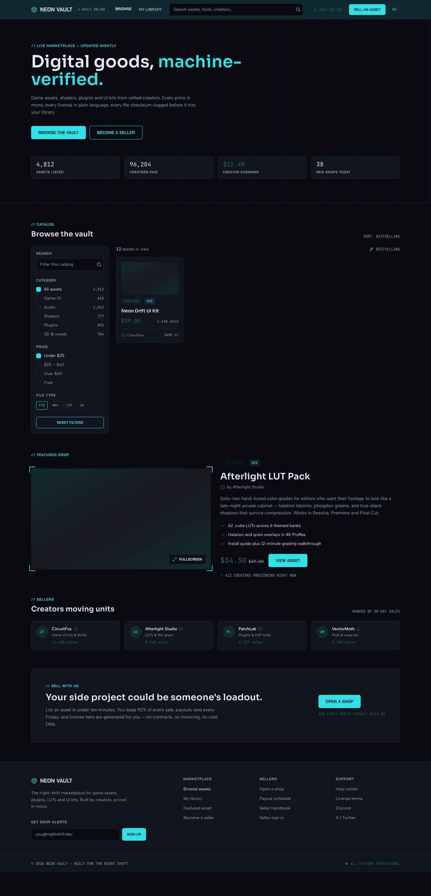 Digital Products Marketplace Template — full page preview