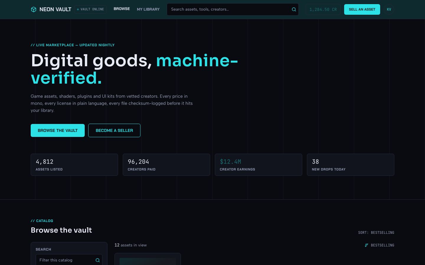 Digital Products Marketplace Template — home page screenshot