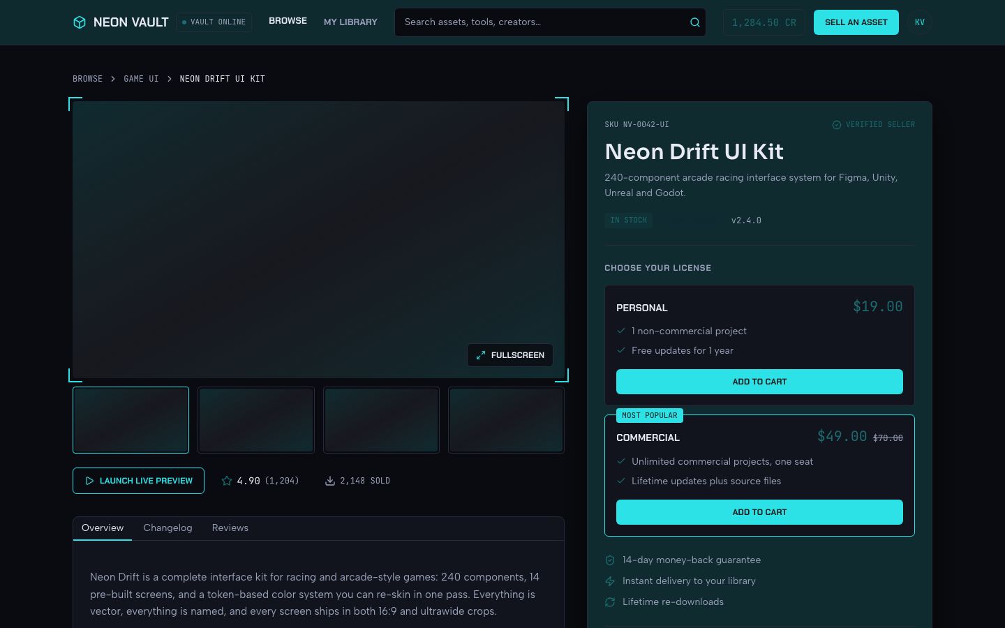 Digital Products Marketplace Template — product page screenshot