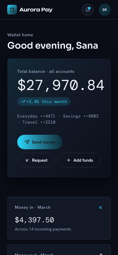 Digital Wallet App Template — responsive mobile layout