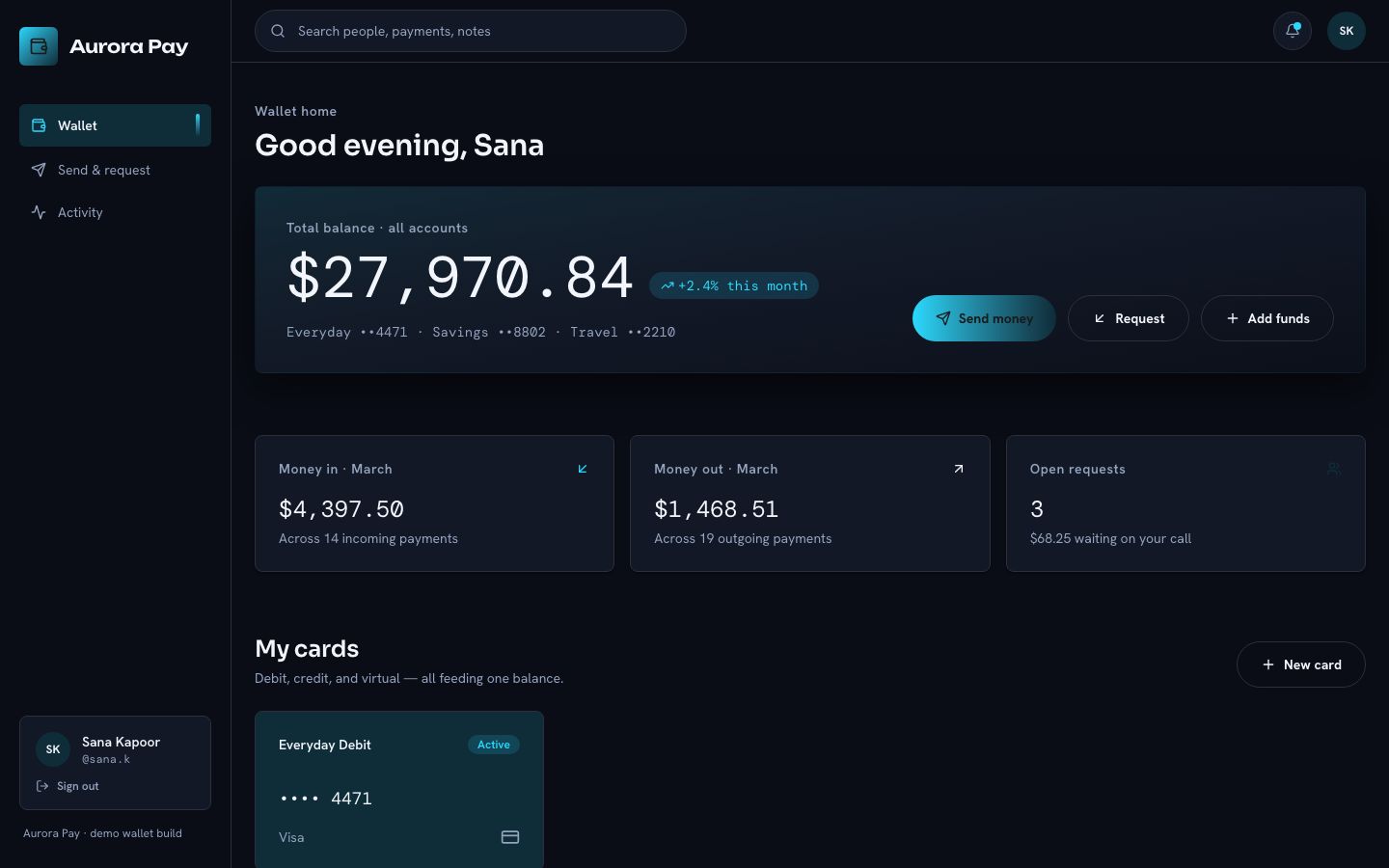 Digital Wallet App Template — home page screenshot