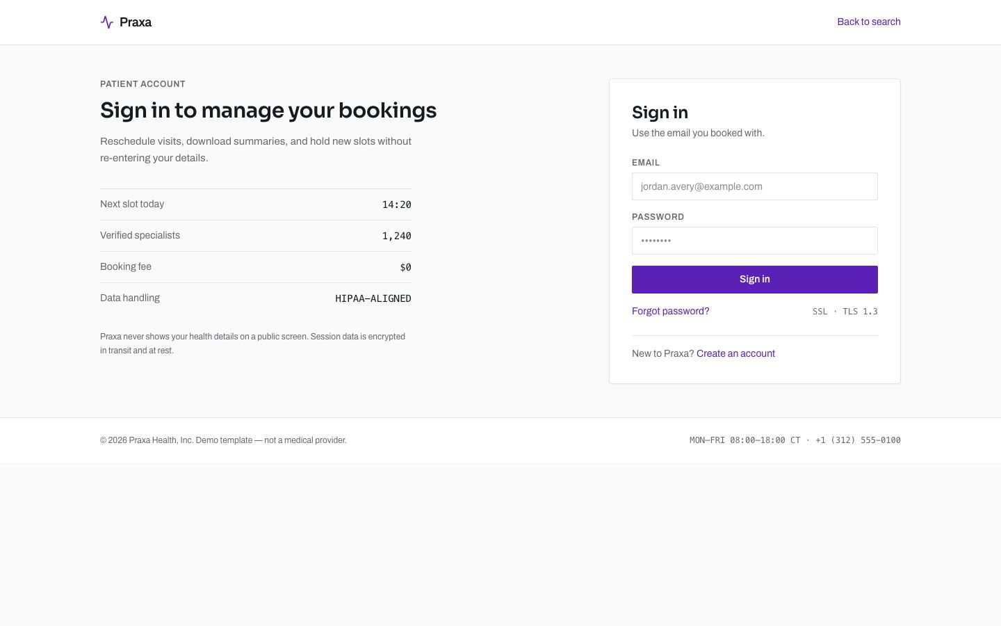 Doctor Appointment App Template — login page screenshot
