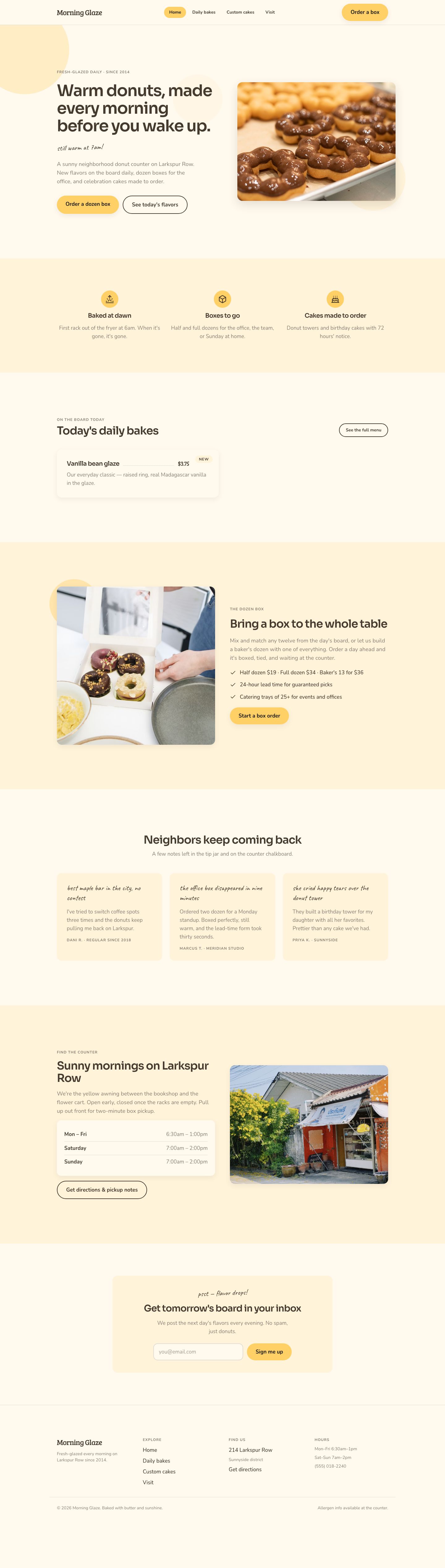 Donut Shop Website Template — full page preview