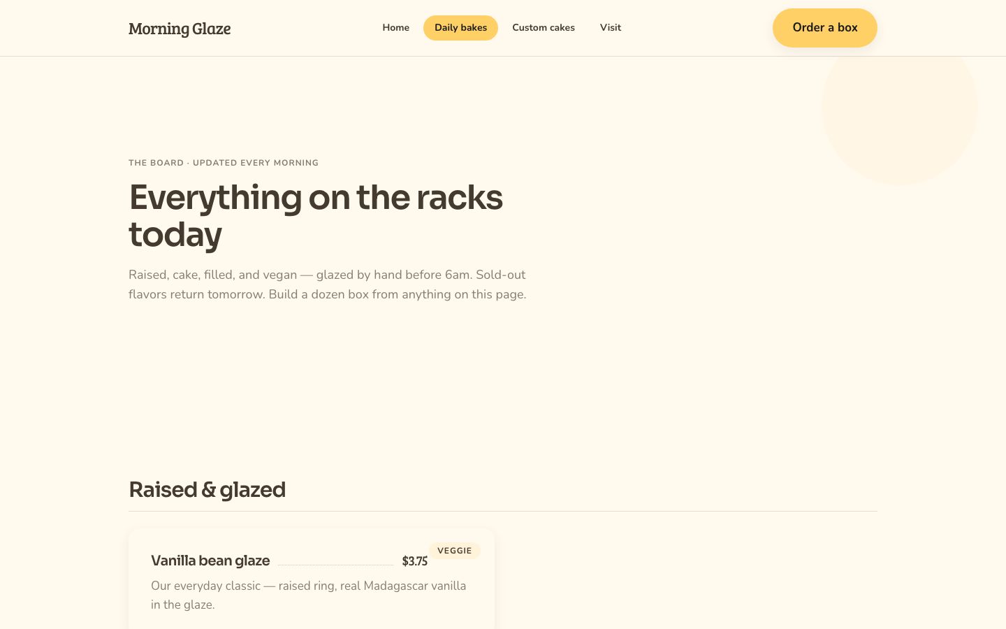 Donut Shop Website Template — bakes page screenshot