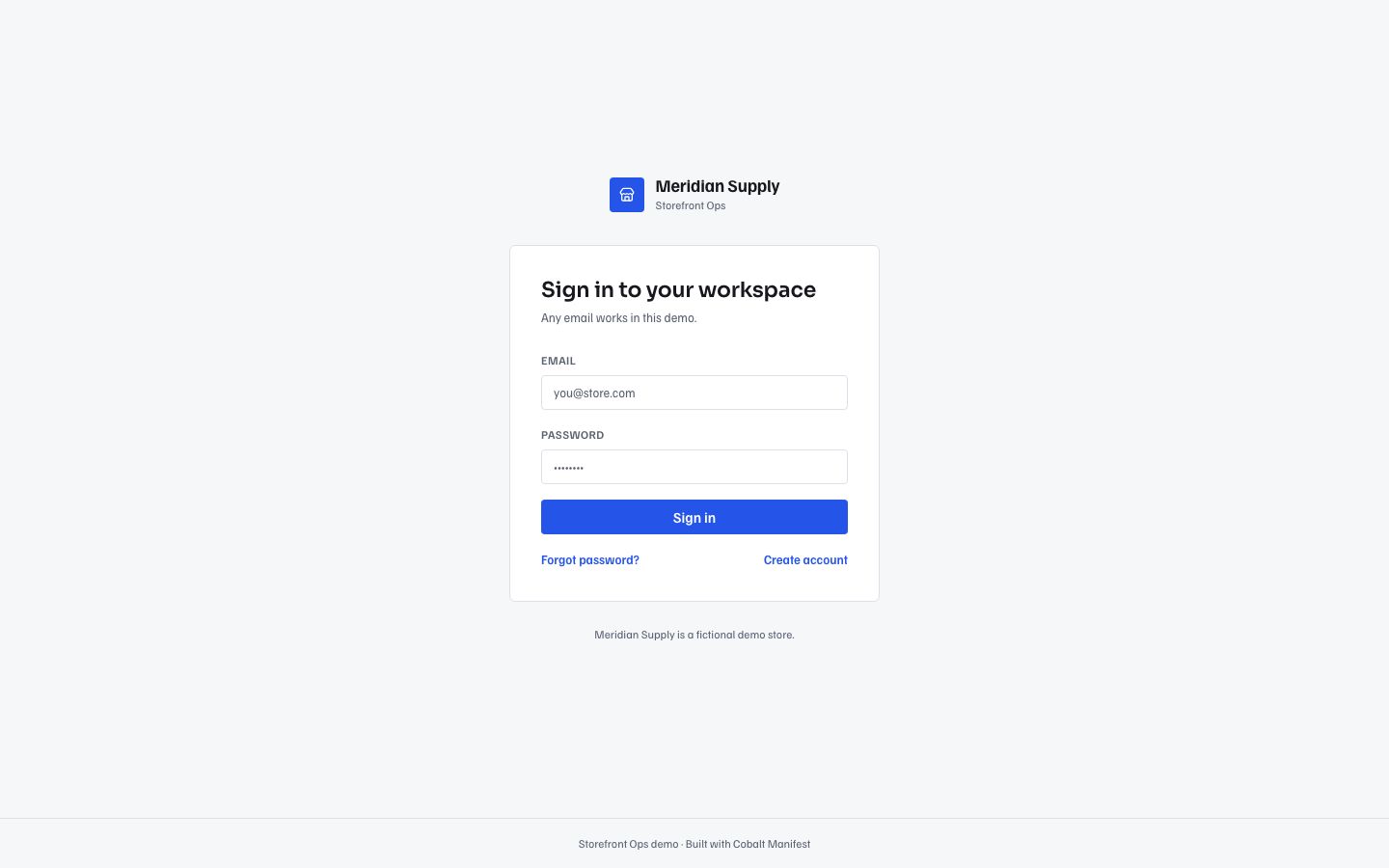 Ecommerce Admin Dashboard Template — login page screenshot