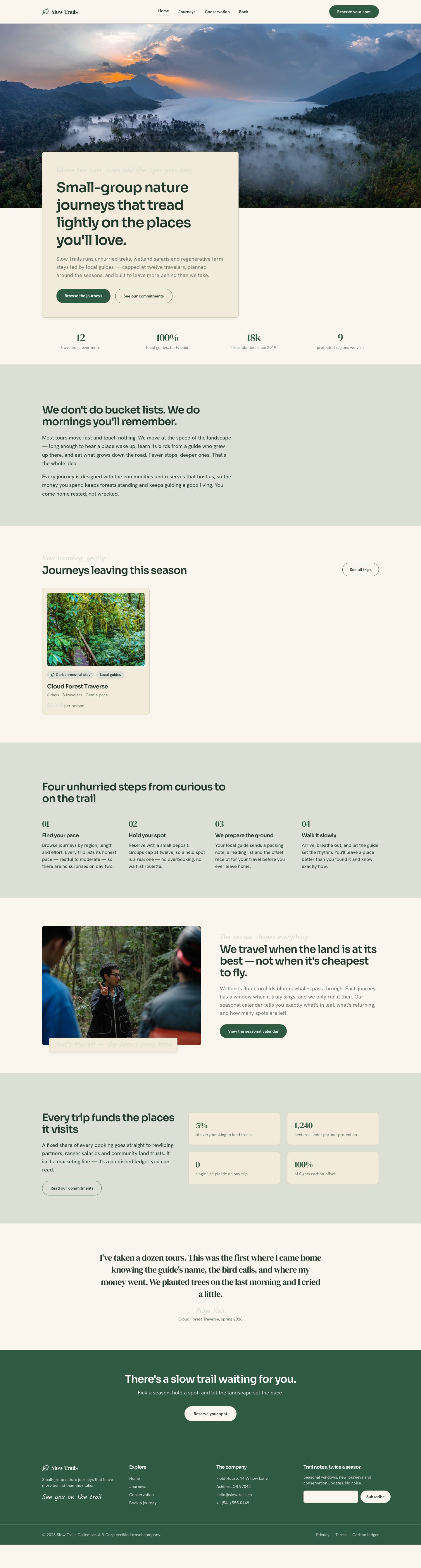 Ecotourism Website Template — full page preview