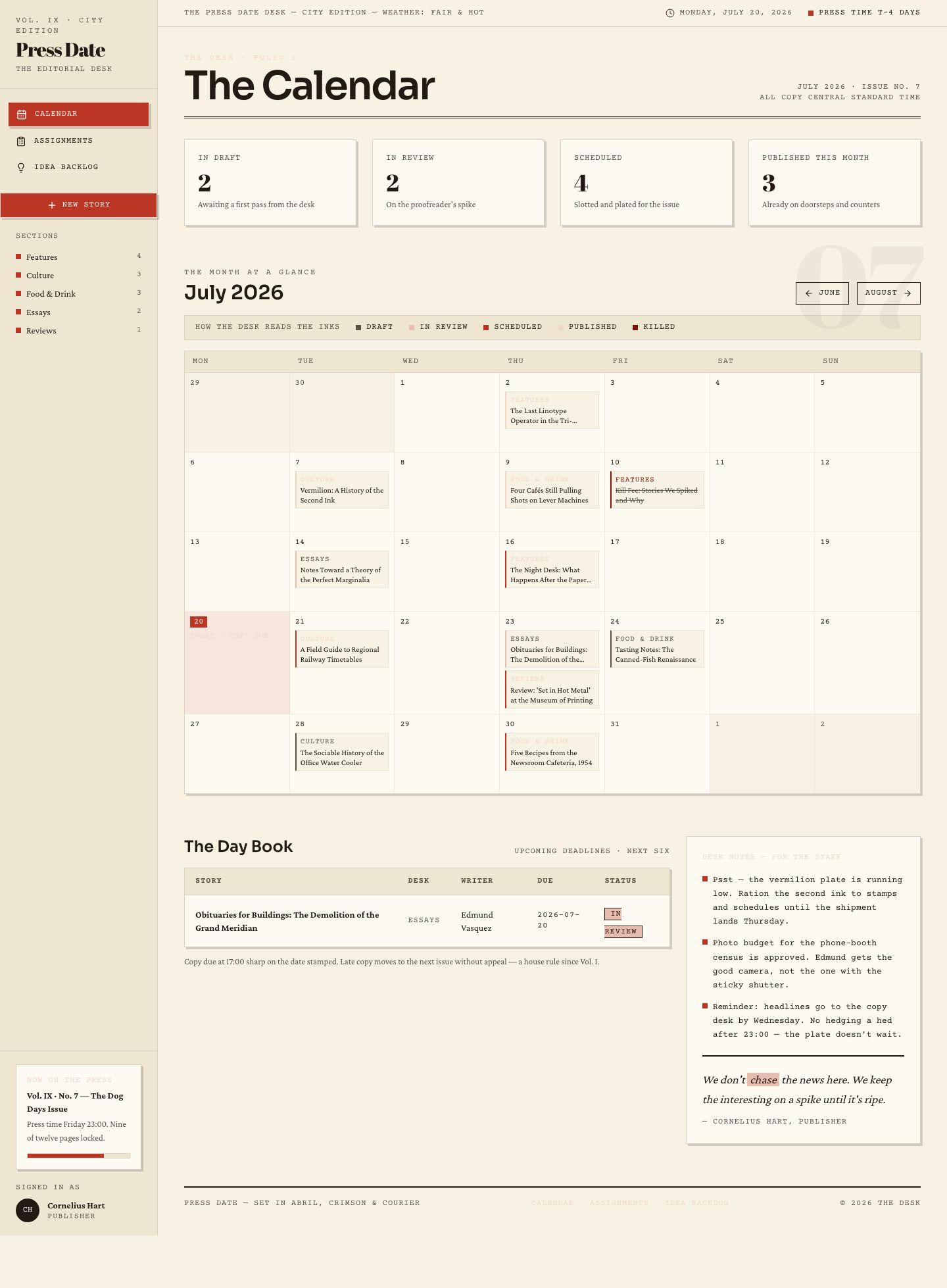 Editorial Calendar Template — full page preview