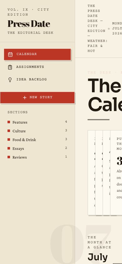 Editorial Calendar Template — responsive mobile layout