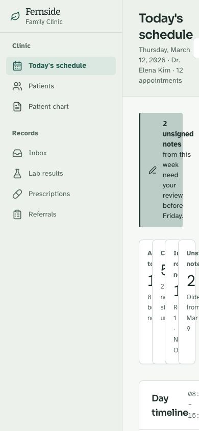 EHR UI Template — responsive mobile layout