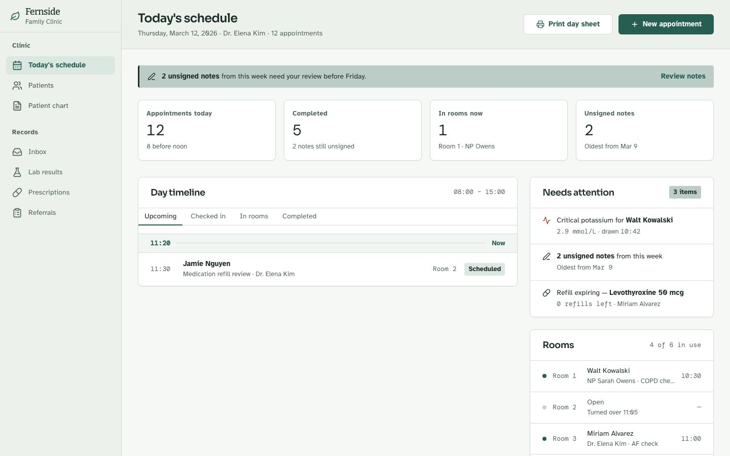 EHR UI Template — home page screenshot