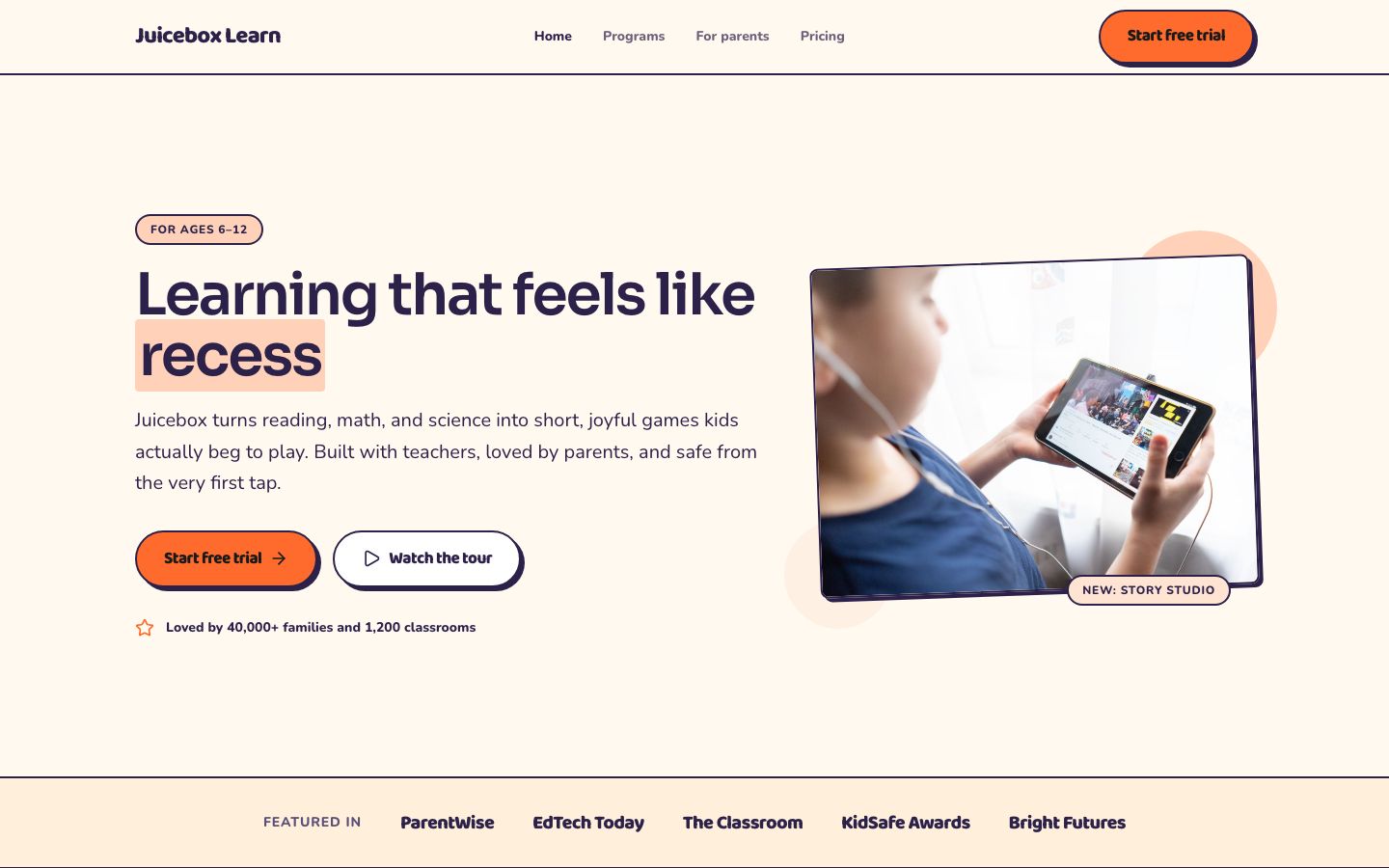 eLearning Website Template — home page screenshot