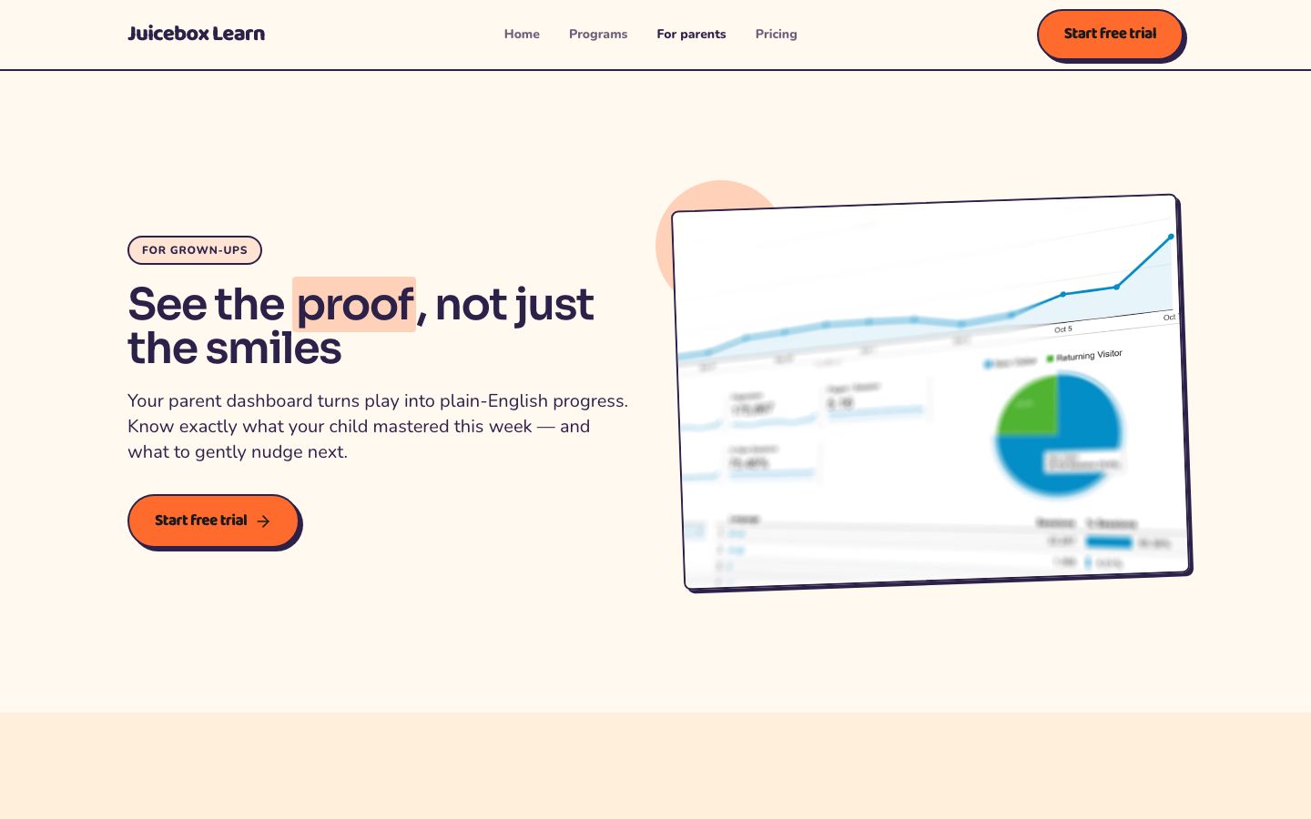 eLearning Website Template — parents page screenshot