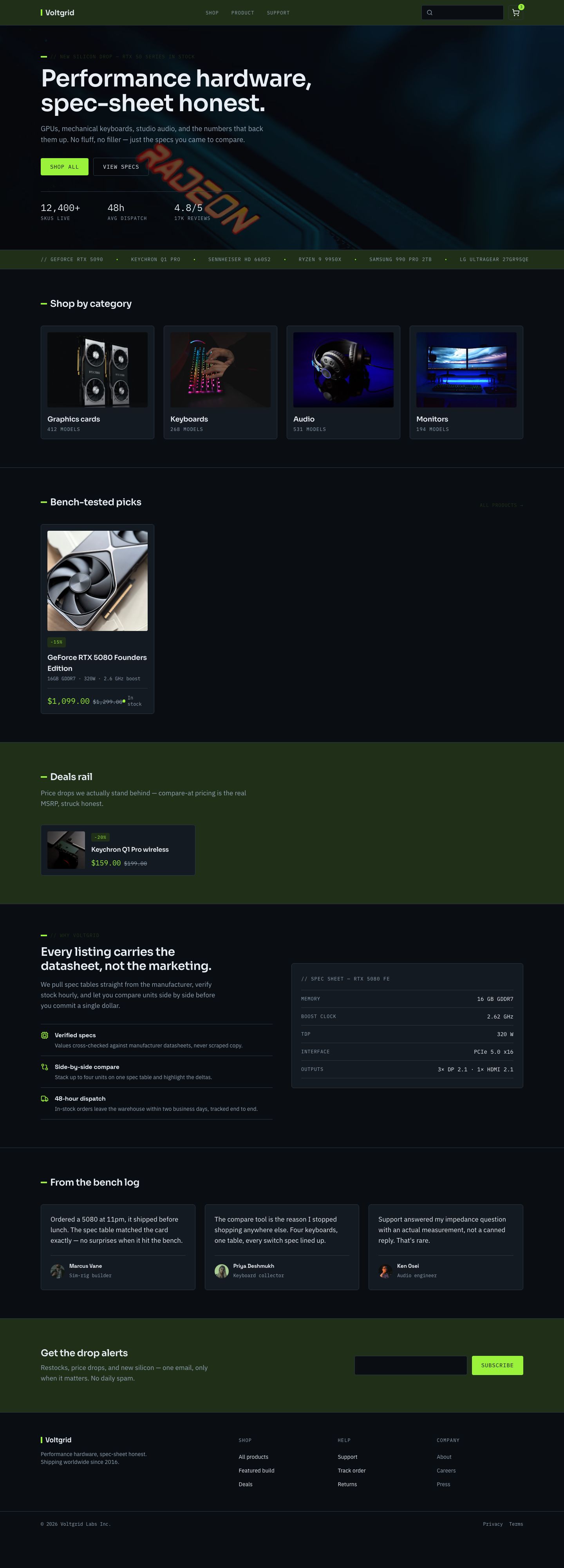 Electronics Store Template — full page preview