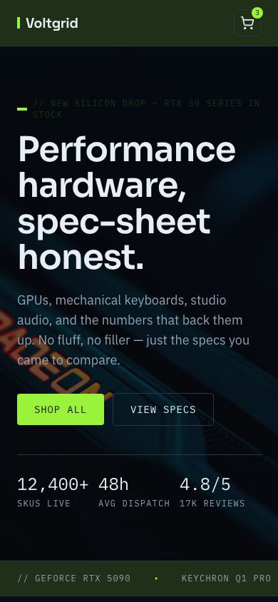 Electronics Store Template — responsive mobile layout