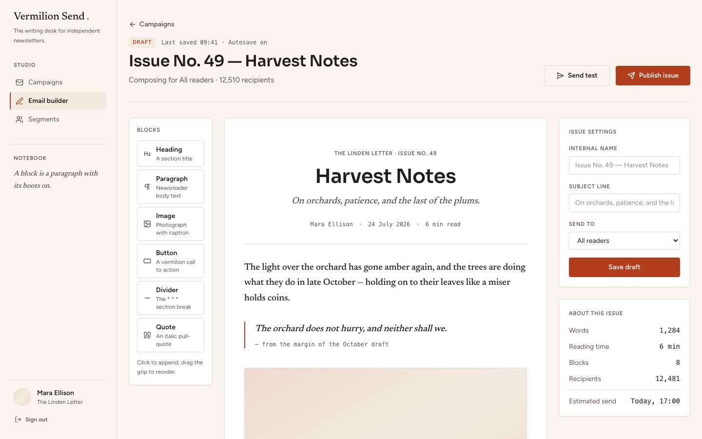 Email Campaign Builder Template — builder page screenshot