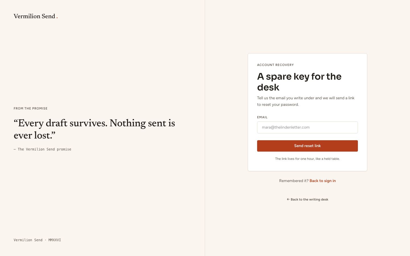 Email Campaign Builder Template — forgot password page screenshot