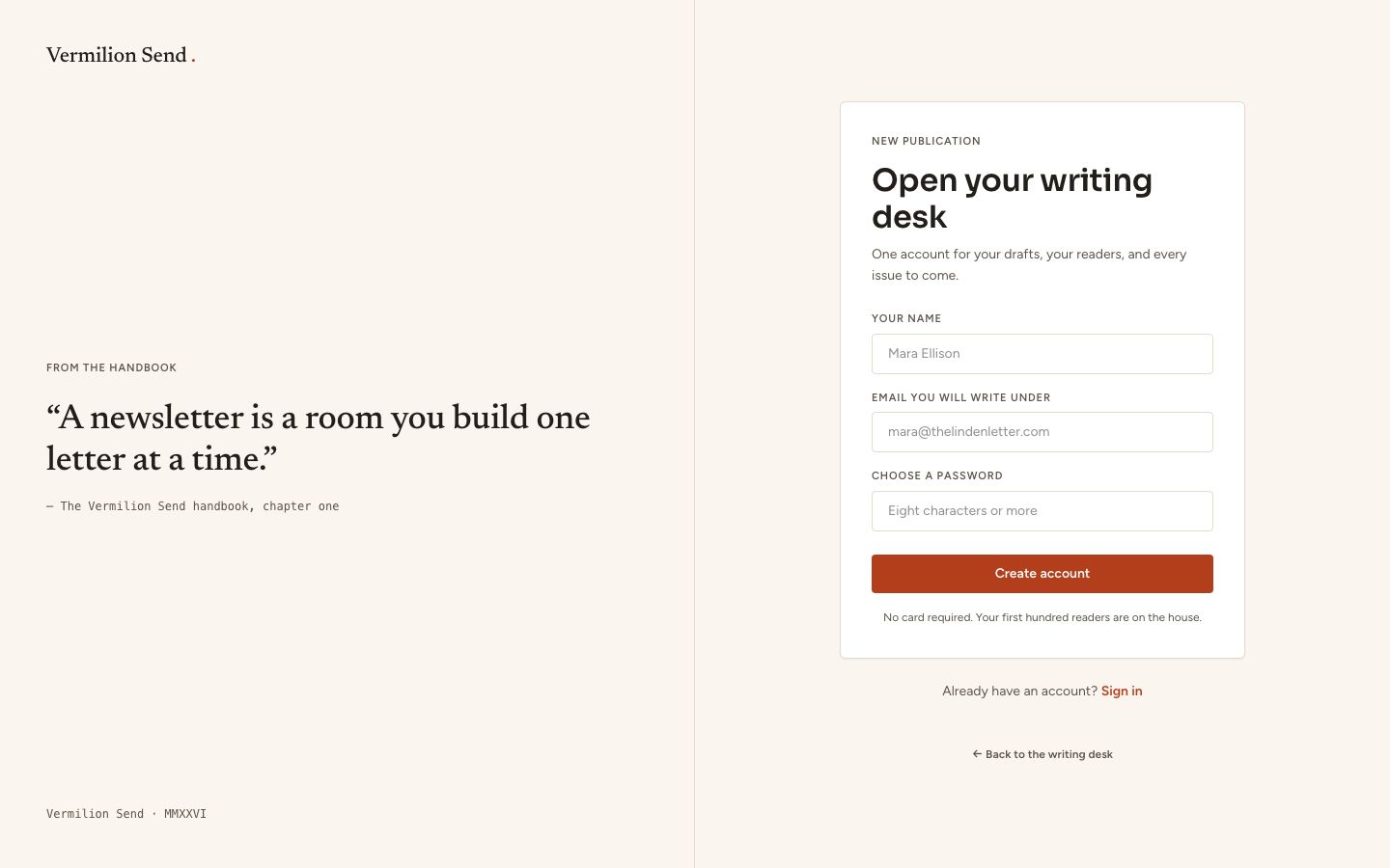 Email Campaign Builder Template — signup page screenshot