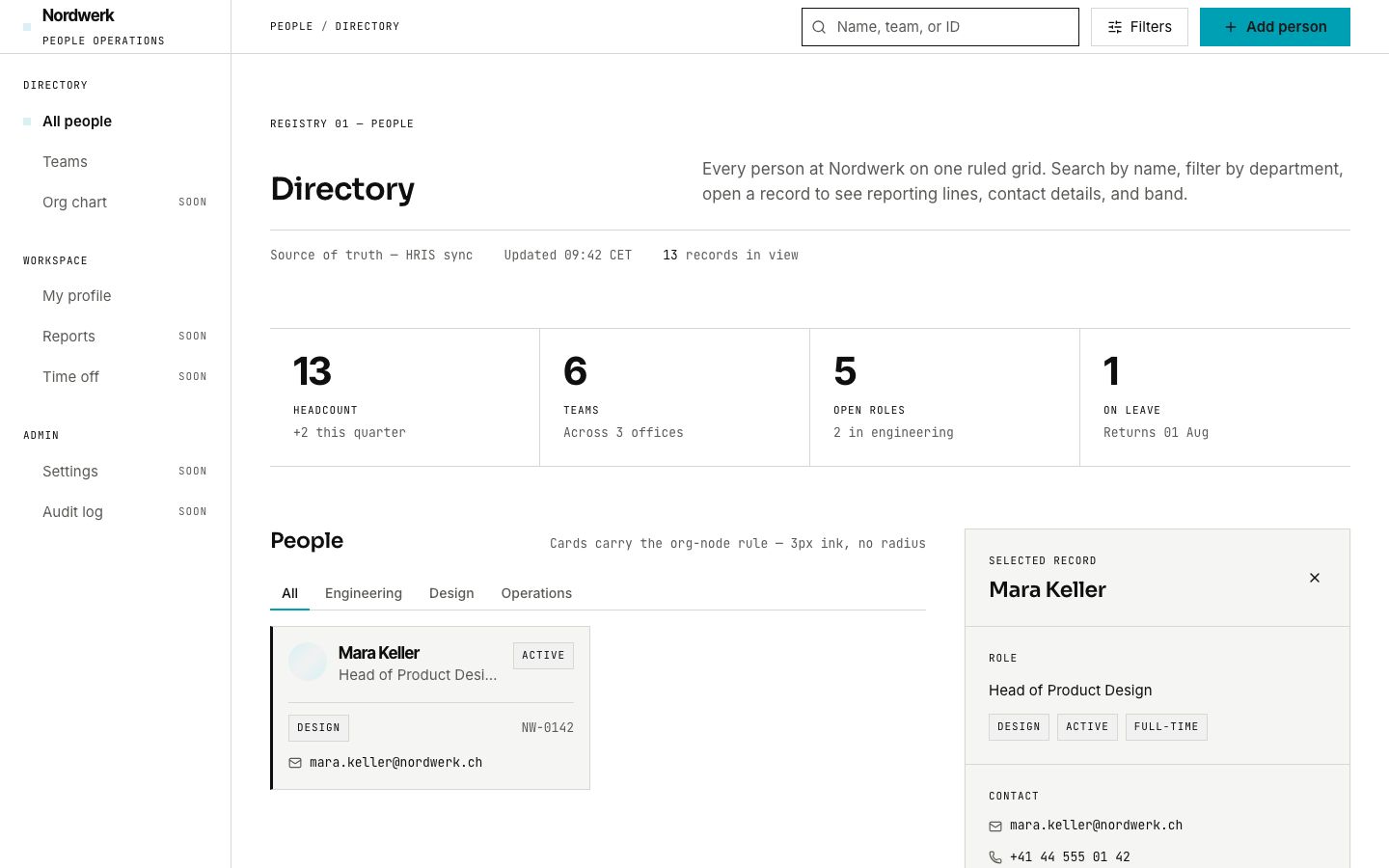 Employee Directory Template — home page screenshot