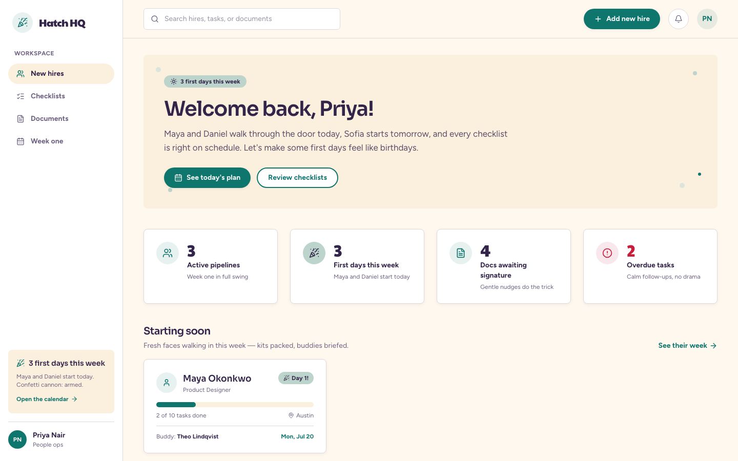 Employee Onboarding Dashboard Template — home page screenshot
