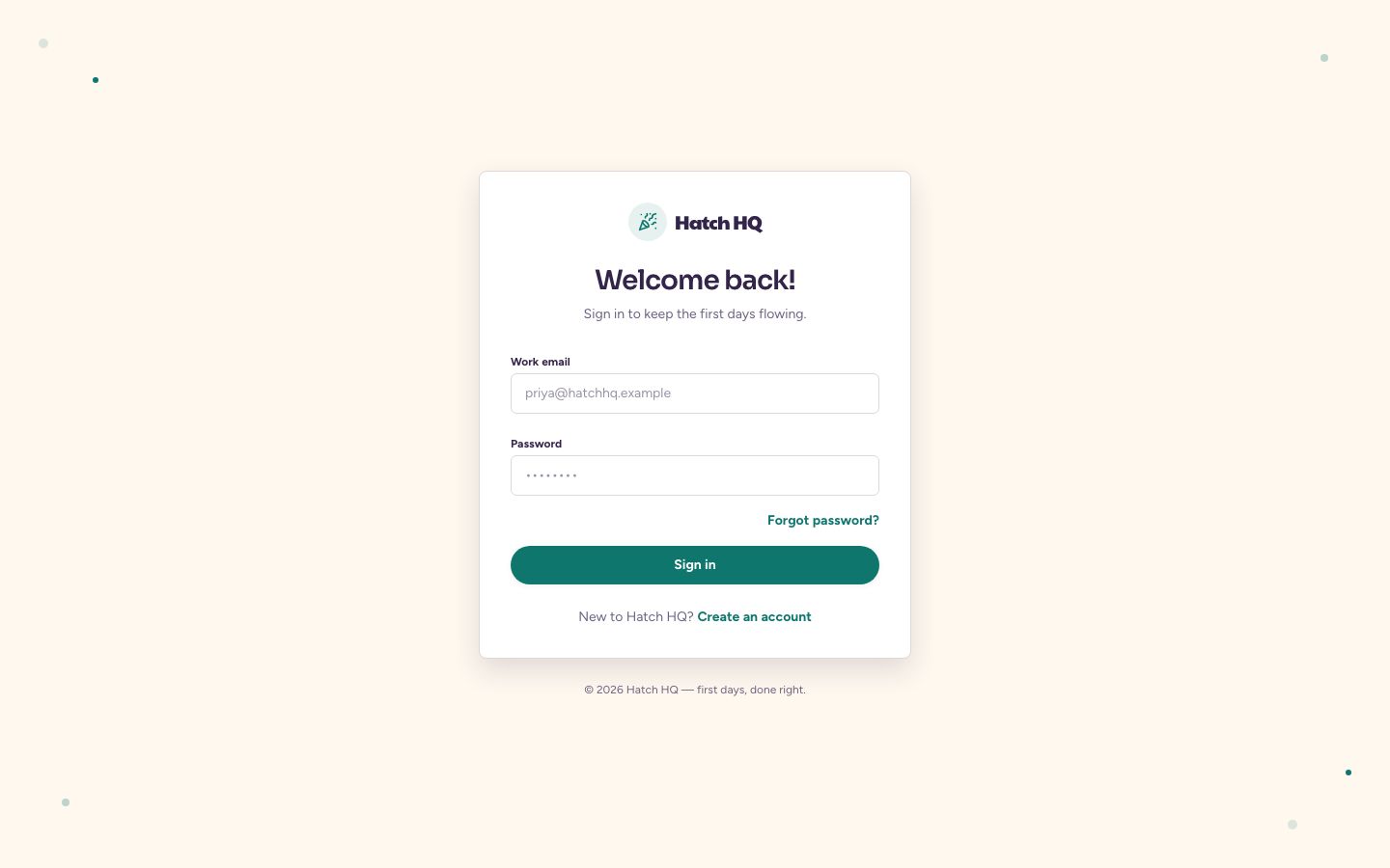 Employee Onboarding Dashboard Template — login page screenshot